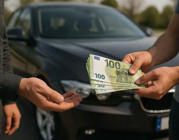 Erfolgreicher Barkauf beim Autoankauf in Cloppenburg mit zufriedenen Händlern und Kunden.